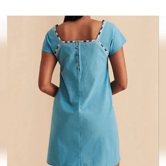 Faherty jetty shift embroidered blue dress - Picture 4 of 4